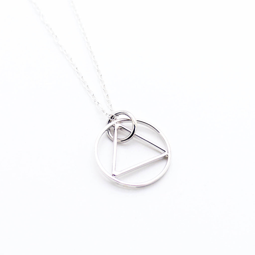 Triangle in Circle sterling silver necklace