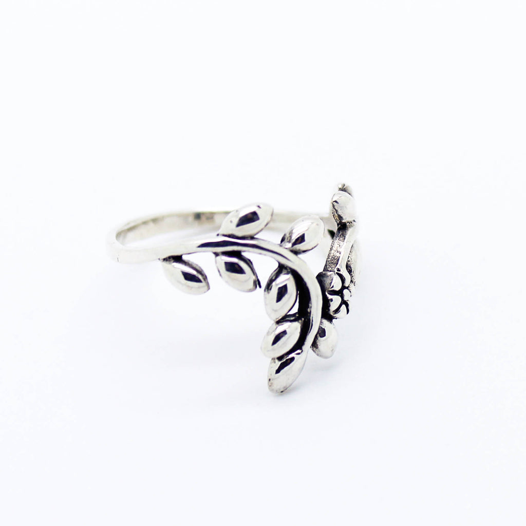 Leaf sterling silver ring