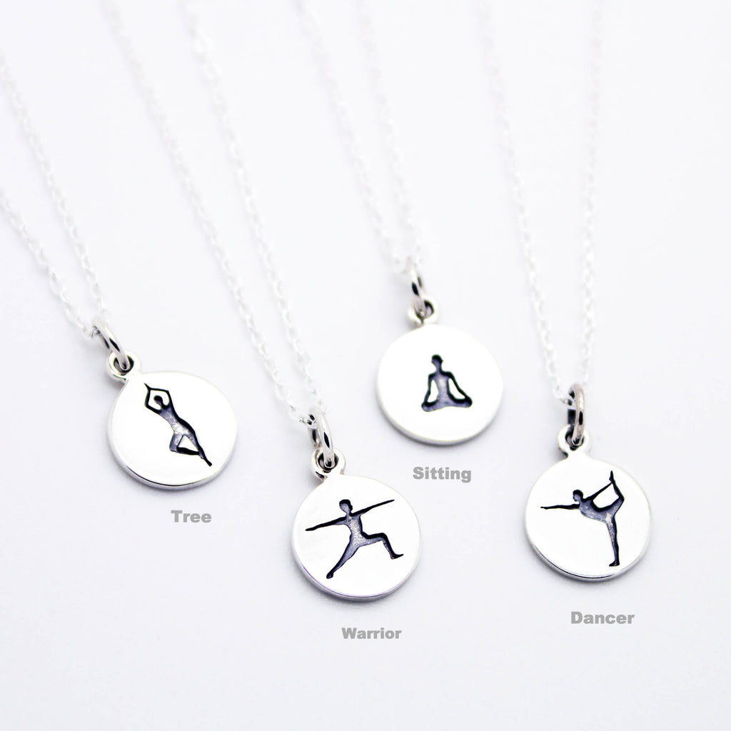 Yoga pose sterling silver necklace