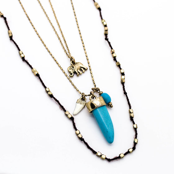 Elephant horn layer necklace