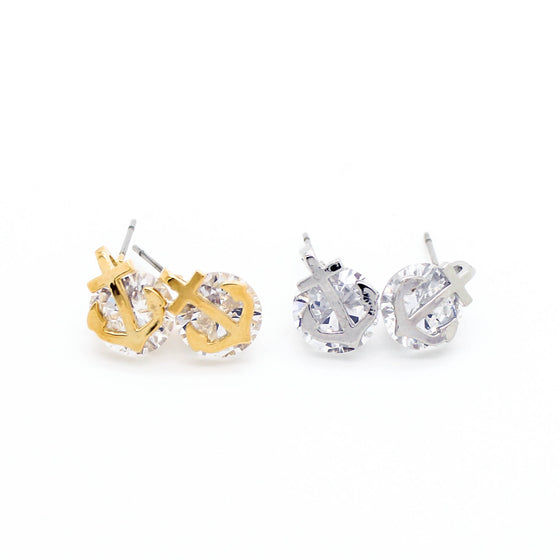 Anchor crystal earrings