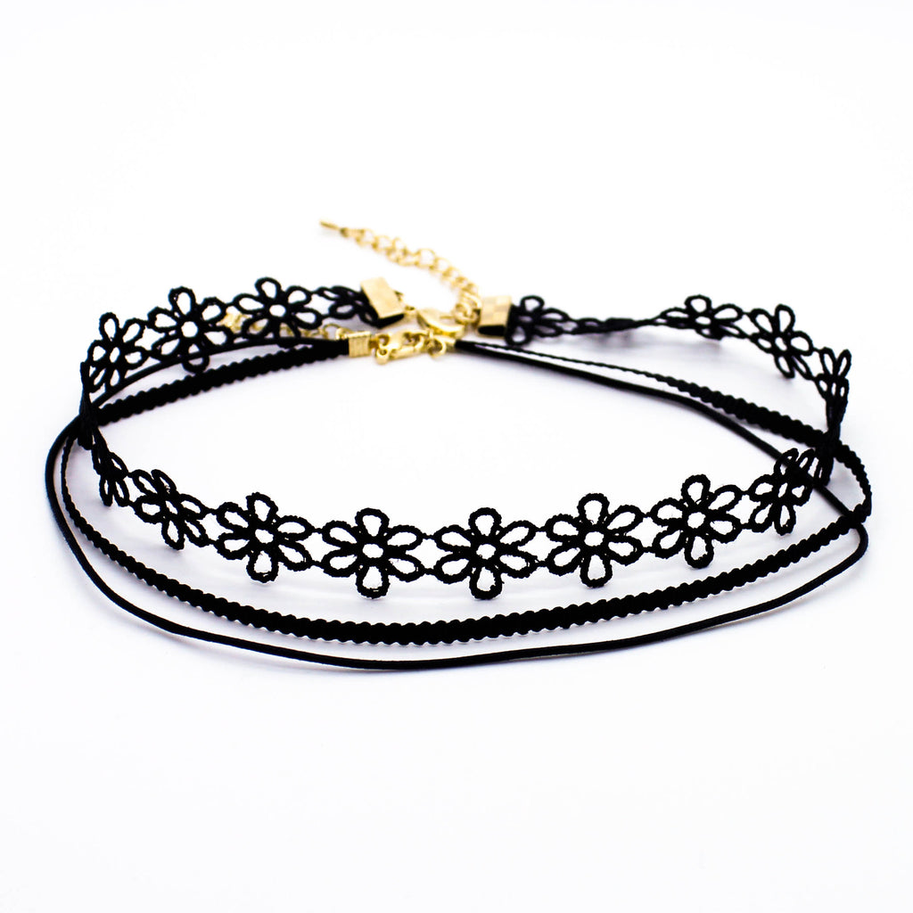 Daisy flower choker necklace set