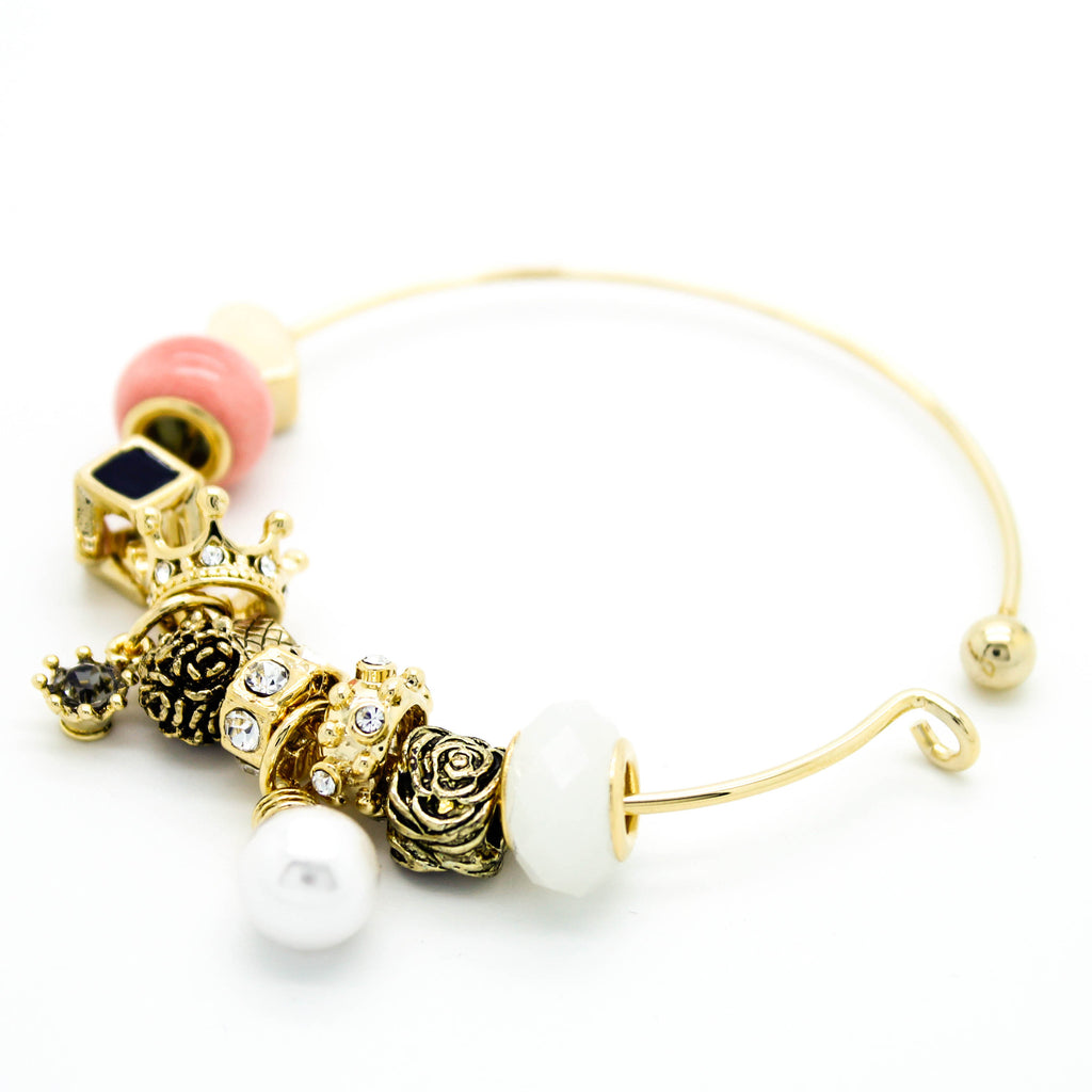 Glam charms wire bangle bracelet