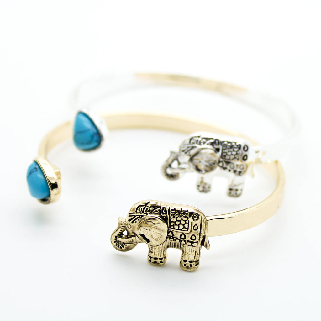 Elephant turquoise bangle