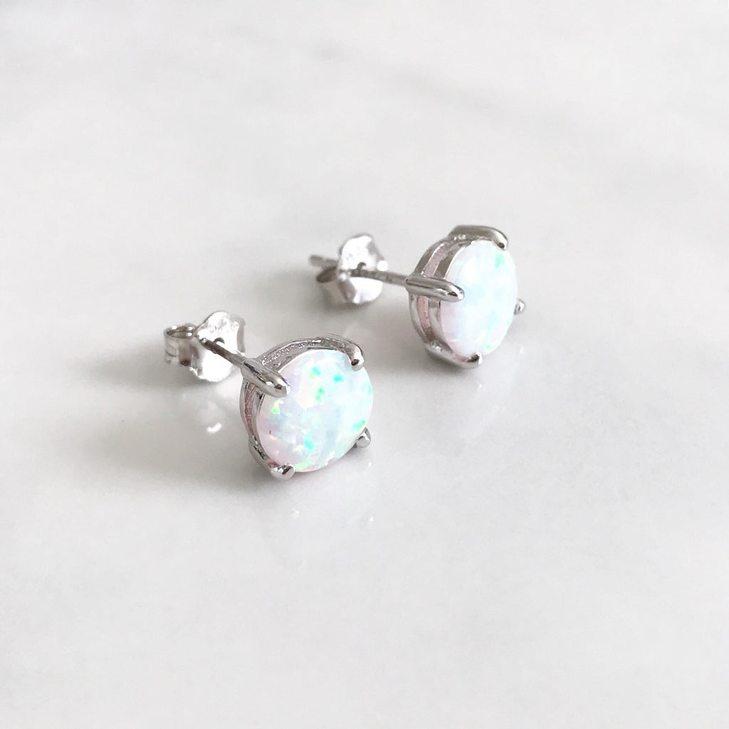 Opal sterling silver earrings