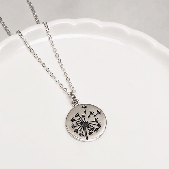 Dandelion Wish sterling silver necklace