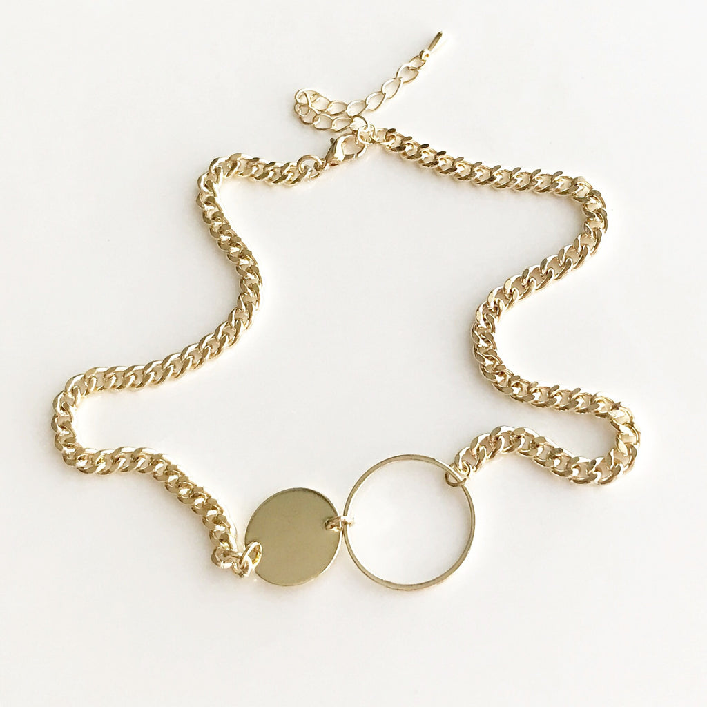 Double circle choker necklace