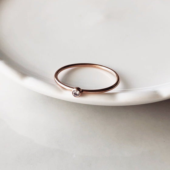 Dainty cz rose gold filled ring