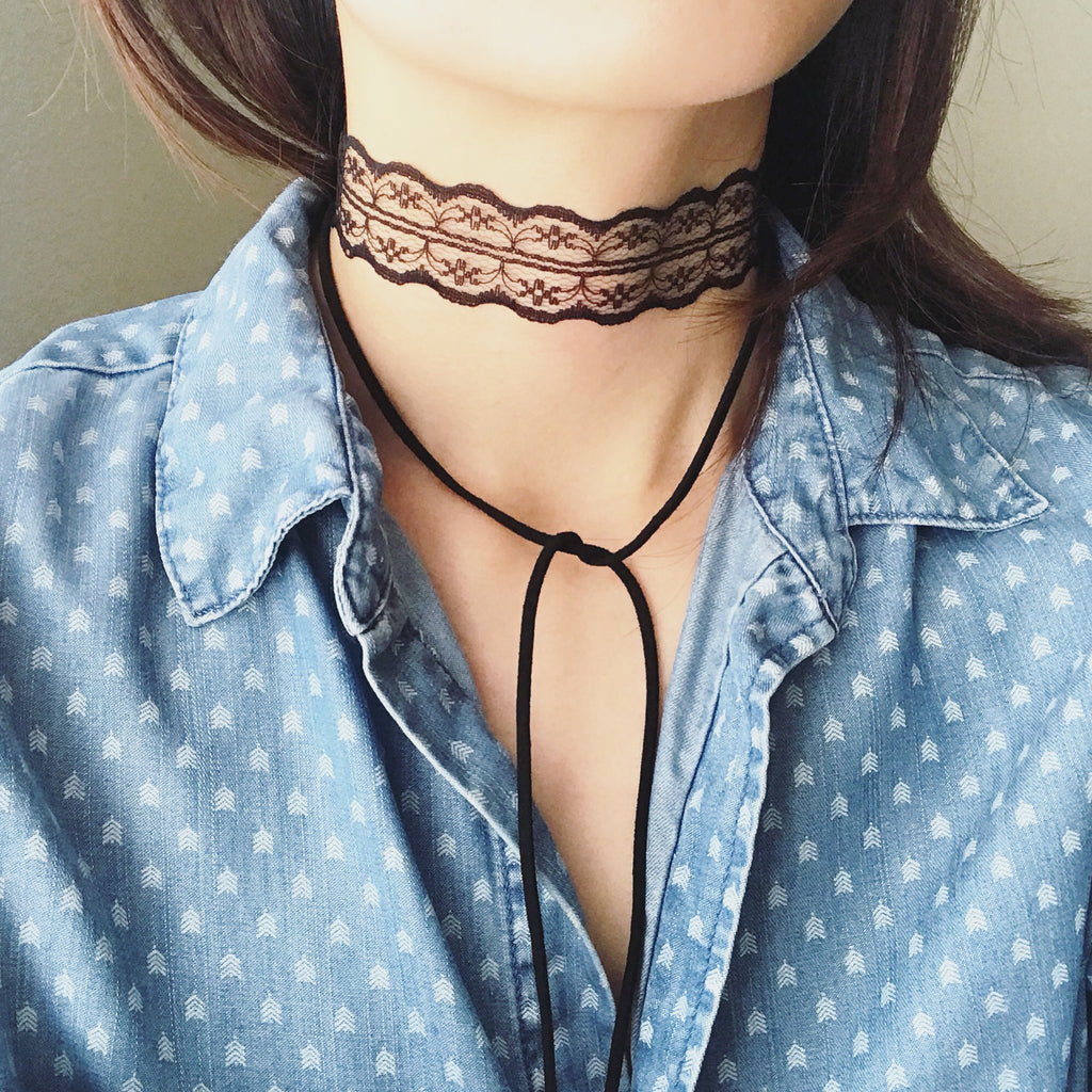 Lace wrap choker necklace