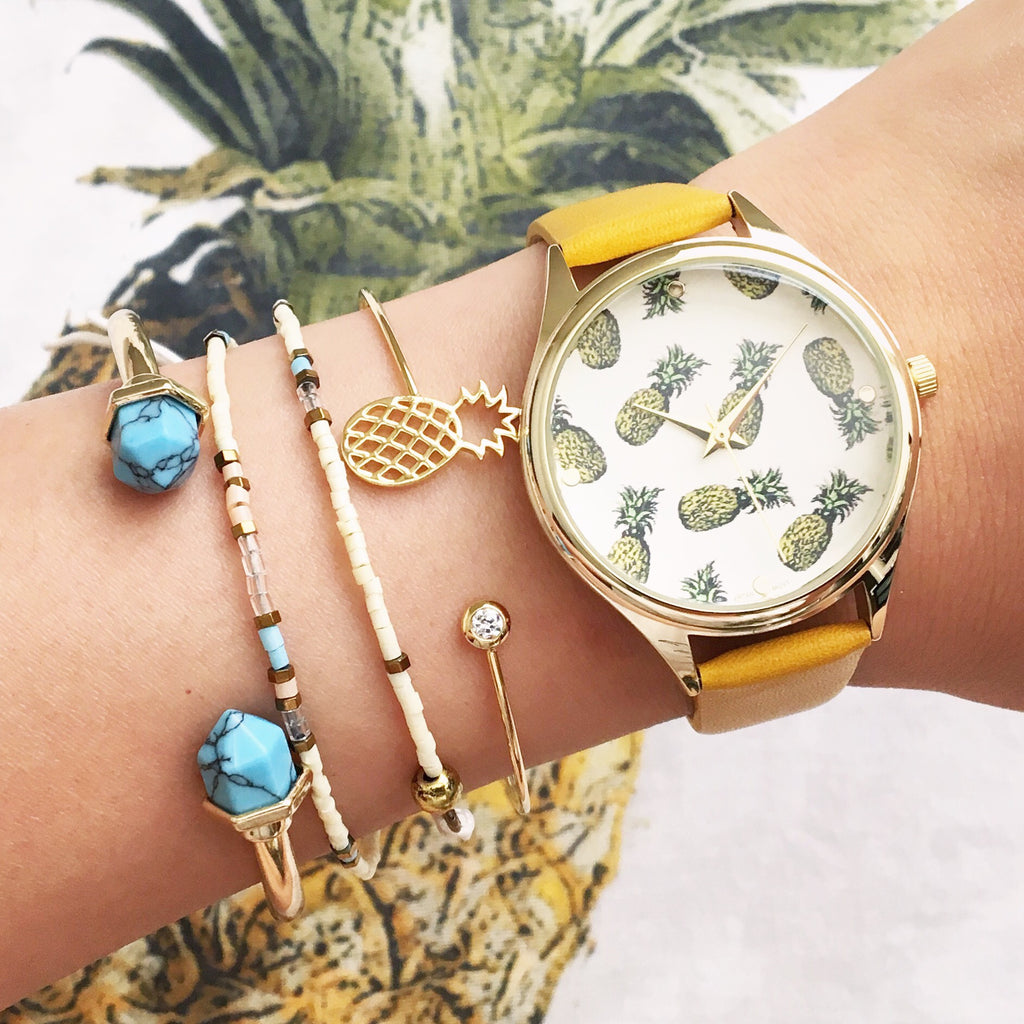 Pineapple stone bangle bracelet (3 colors)