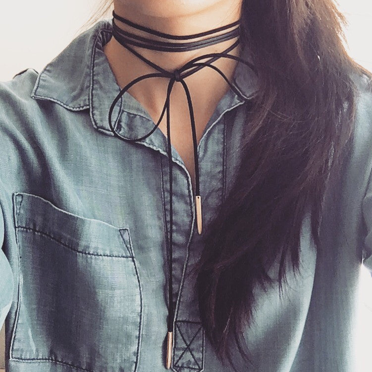 Faux suede choker necklace (2 colors)
