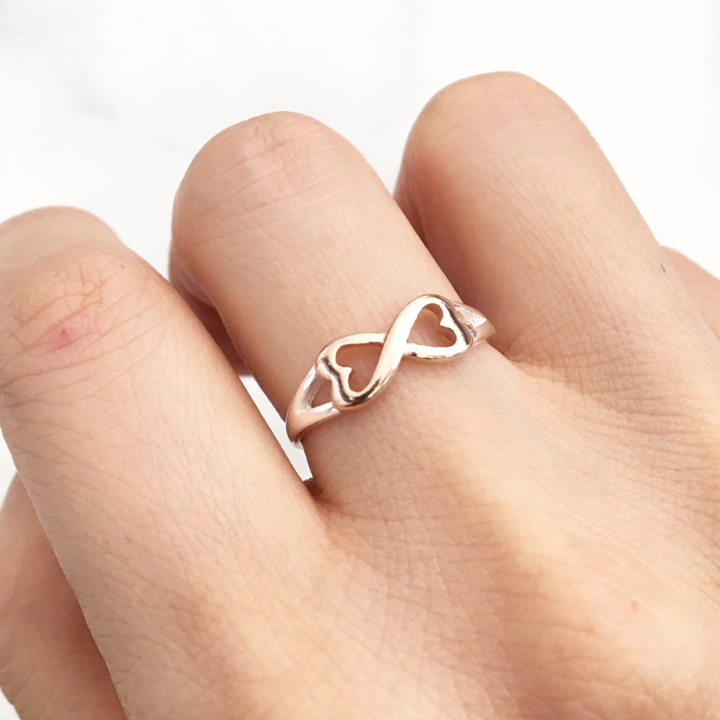 Heart infinity sterling silver ring