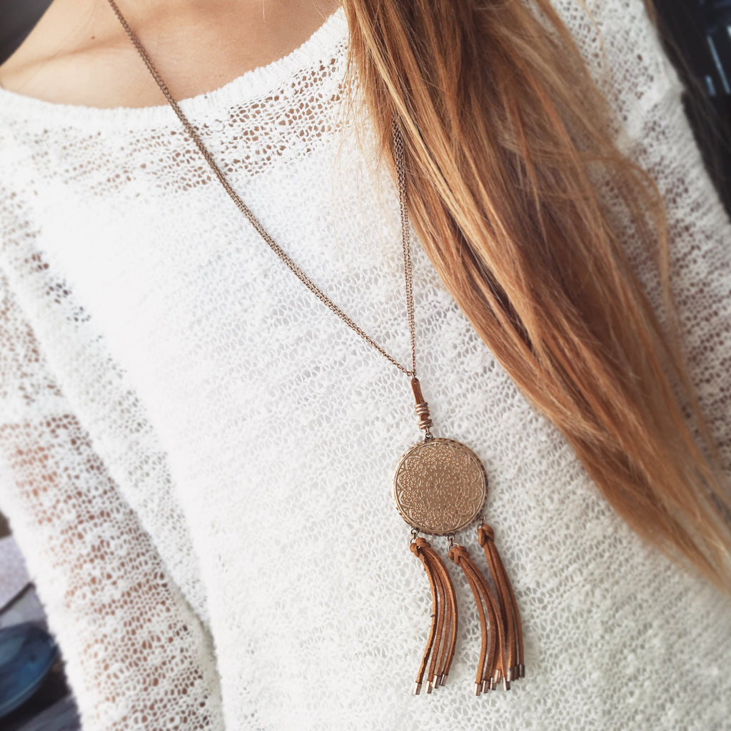 Dreamcatcher tassel long necklace