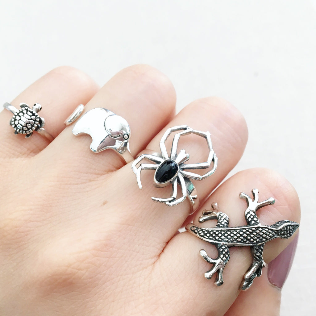 Spider onyx sterling silver ring