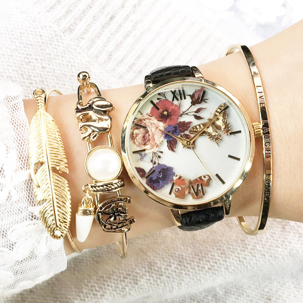 Butterfly garden strap watch (4 colors)