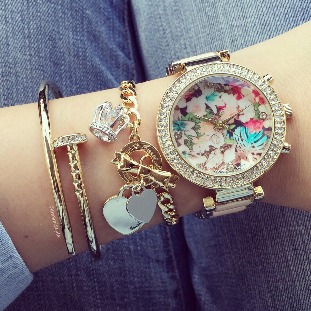 Flower face metal watch (2 colors)