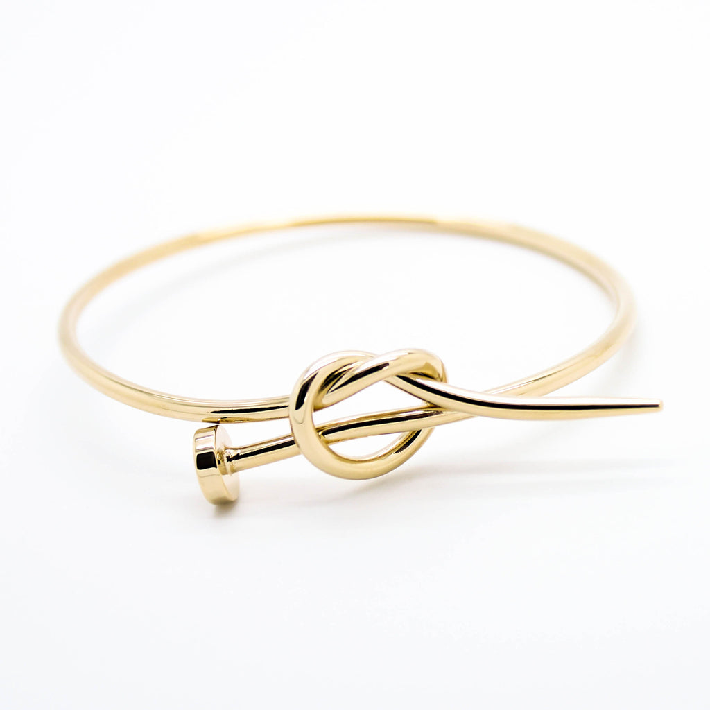 Nail heart knot bangle bracelet (3 colors)