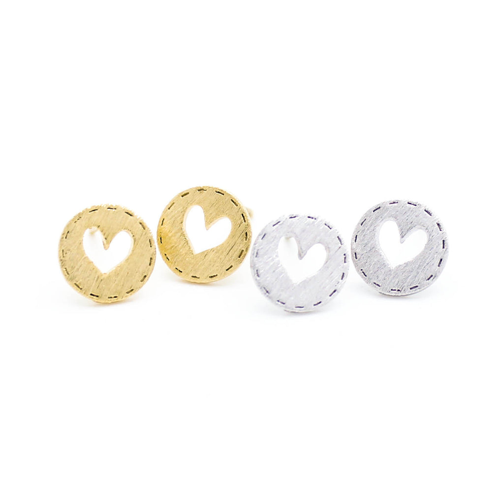 Heart stitch earrings
