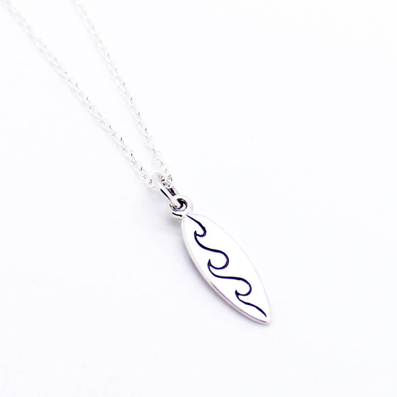 Surfboard sterling silver necklace