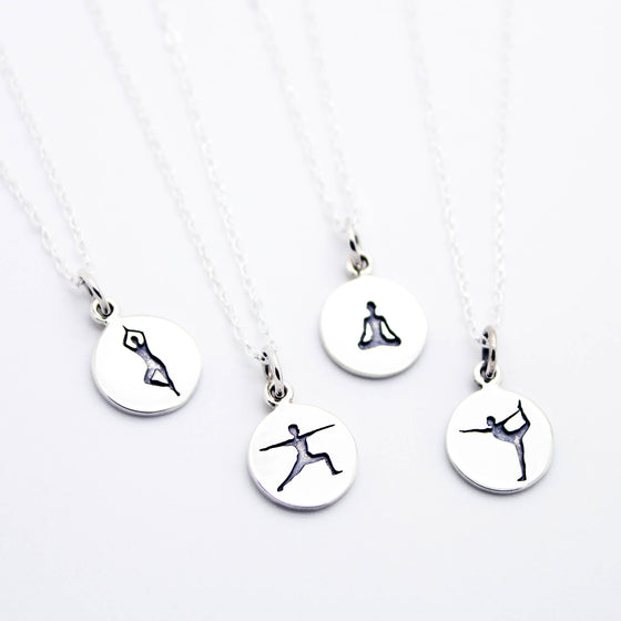 Yoga pose sterling silver necklace