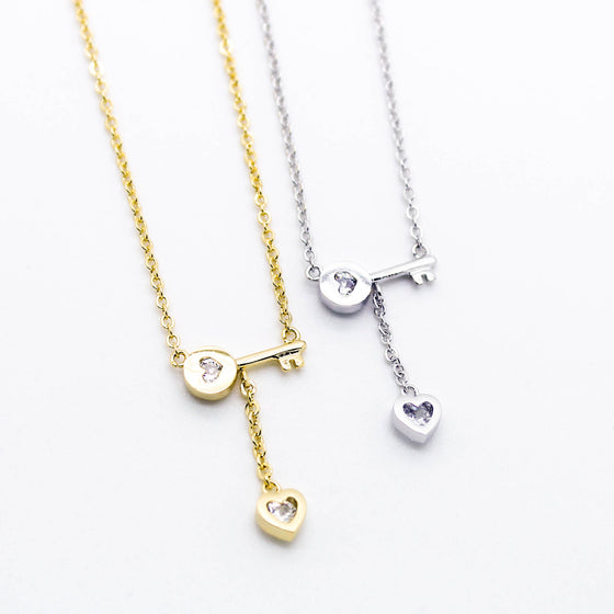 Heart key necklace