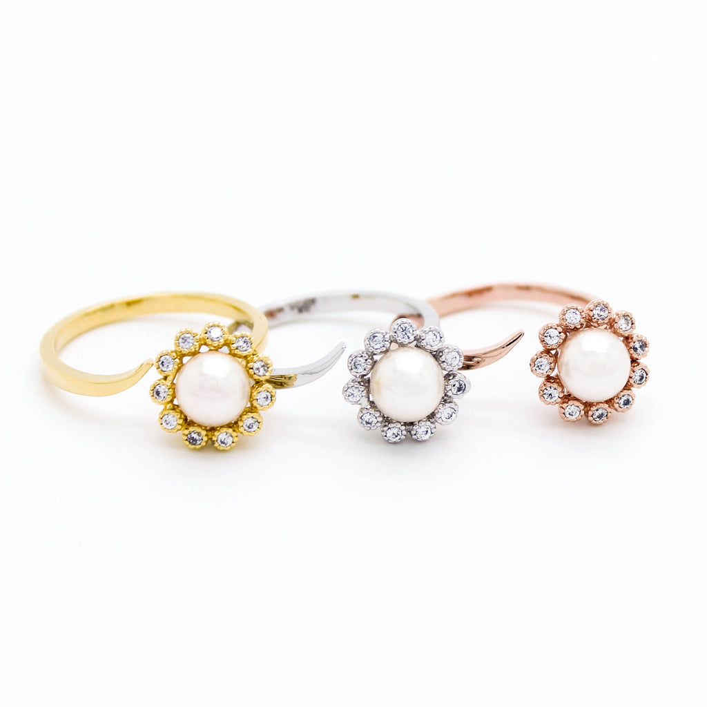 Pearl stone ring