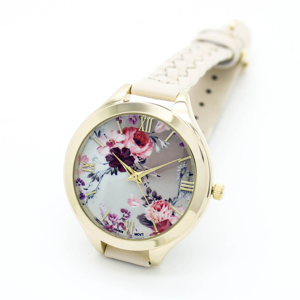 Flower woven strap watch (4 colors)