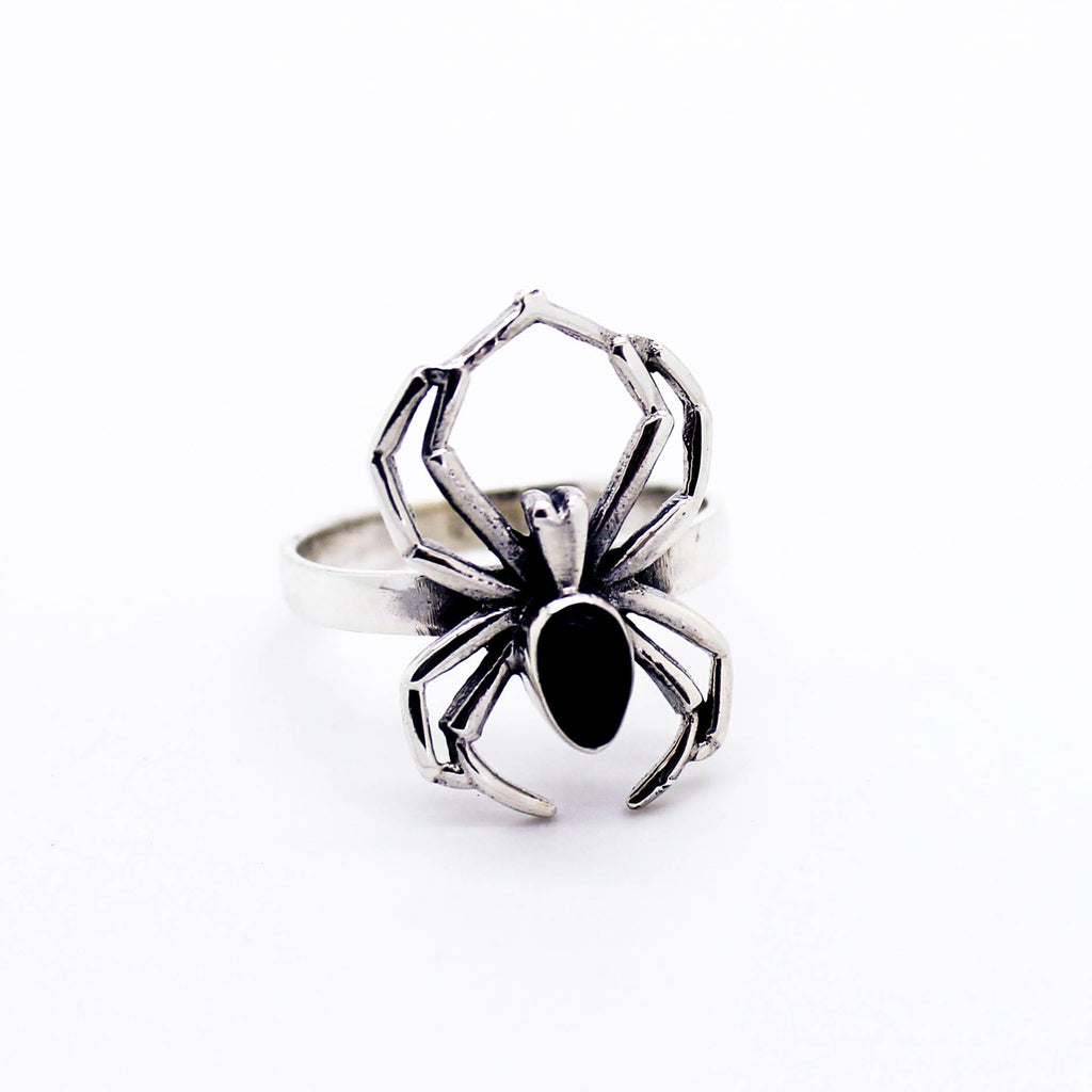 Spider onyx sterling silver ring