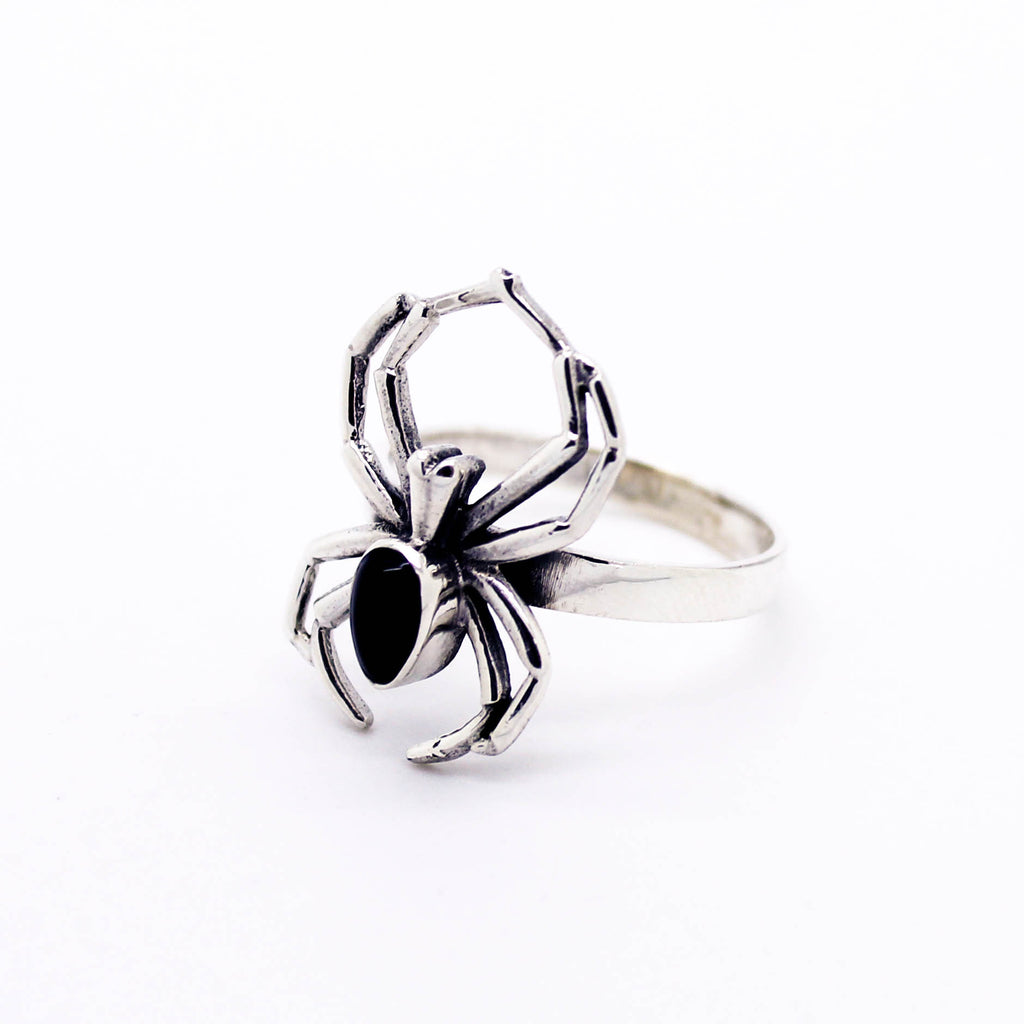 Spider onyx sterling silver ring