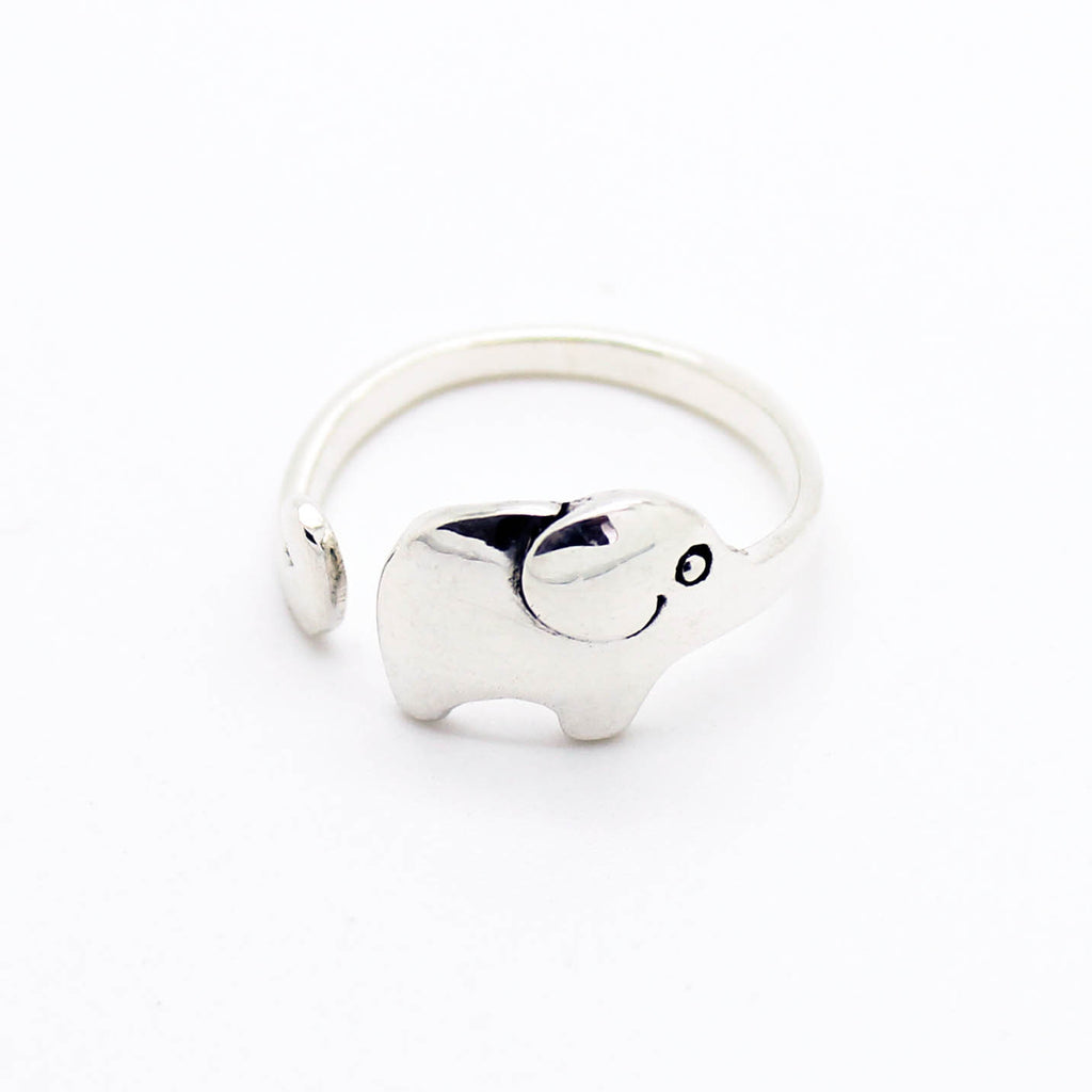 Elephant sterling silver ring