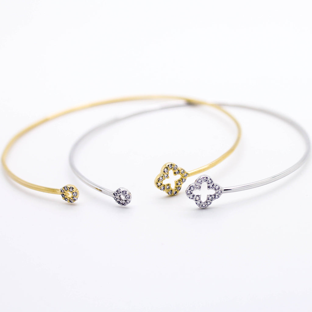 Clover stone bangle bracelet
