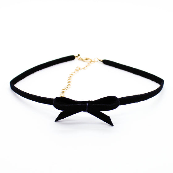 Bow suede choker necklace