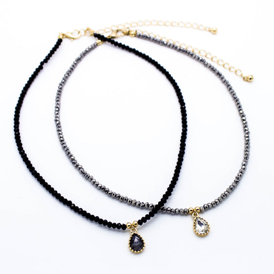 Beaded charm choker necklace