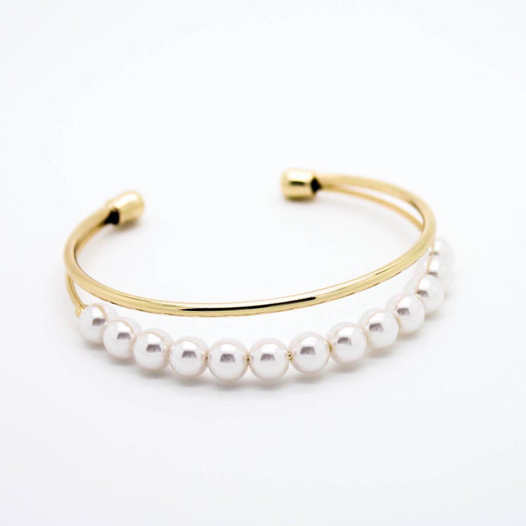 Pearl bar bangle bracelet