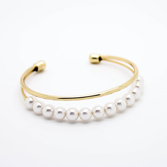 Pearl bar bangle bracelet