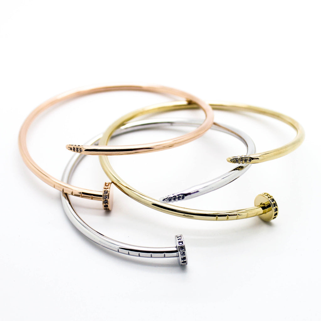 Nail stone bangle bracelet (3 colors)