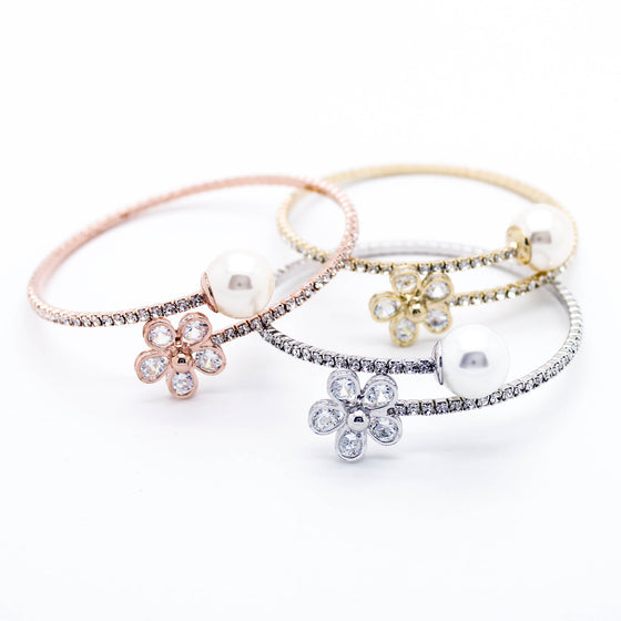 Flower pearl wrap bracelet