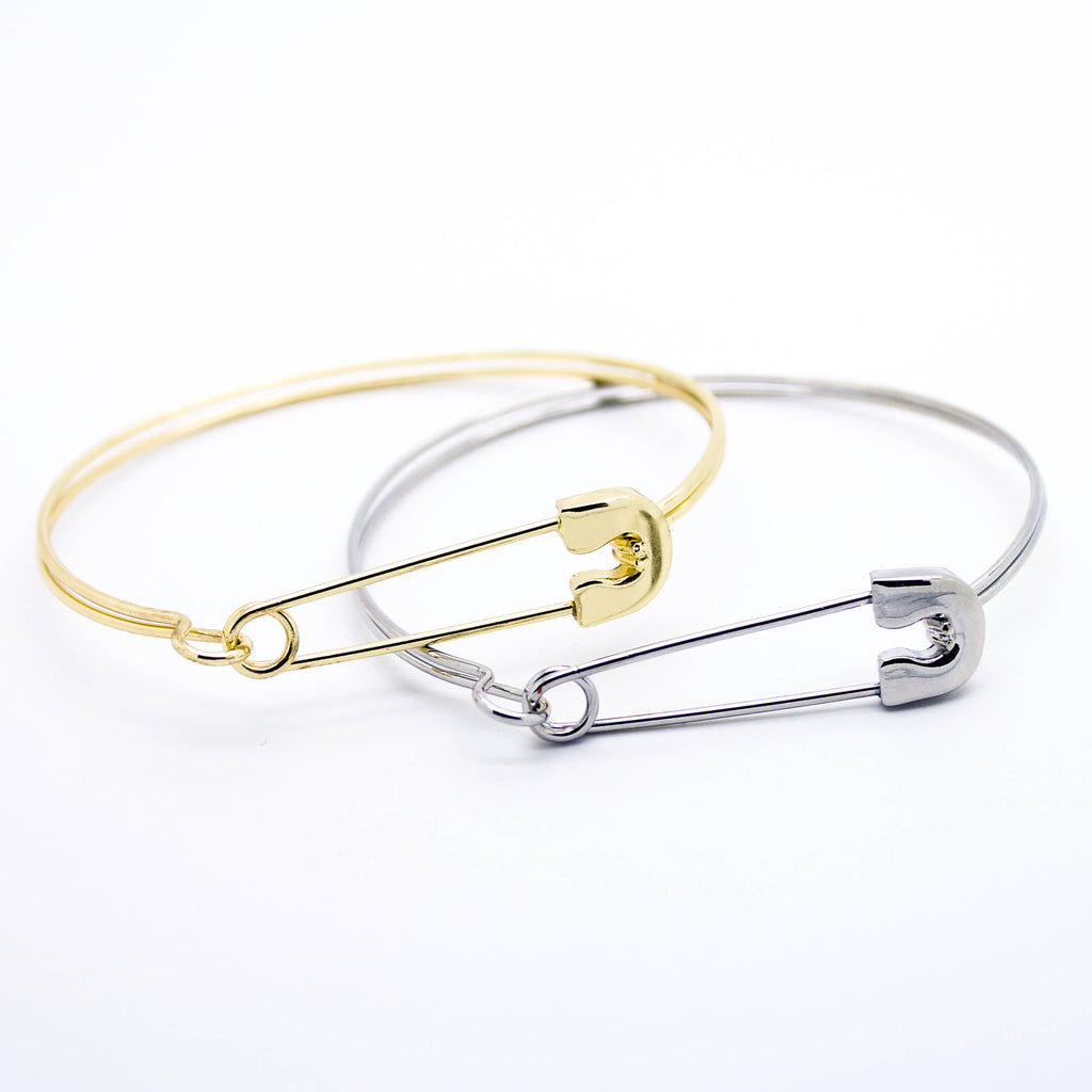 Safety pin bangle bracelet