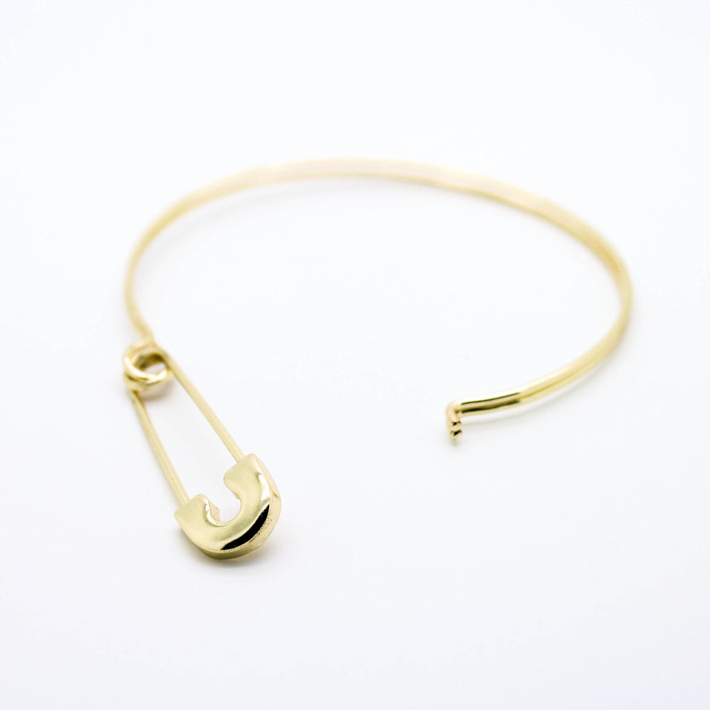 Safety pin bangle bracelet