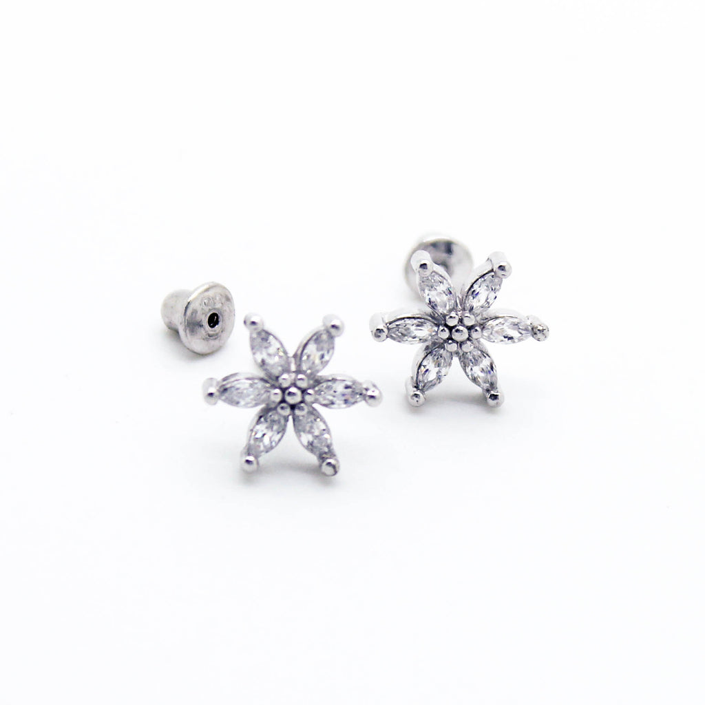 Flower sterling silver earrings