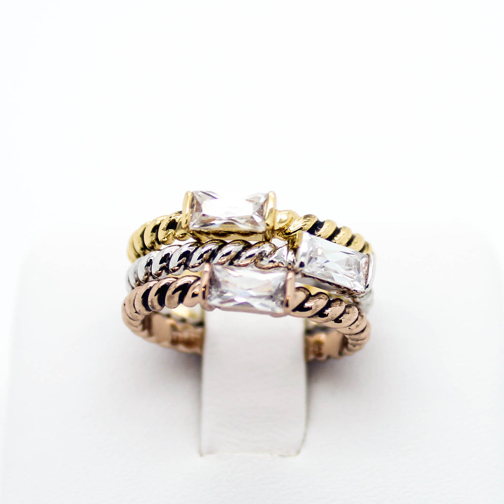 Square stone rings set