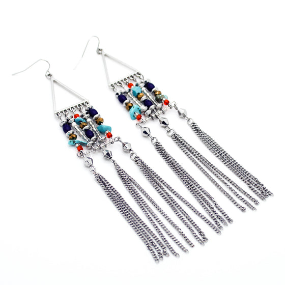 Aztec long earrings