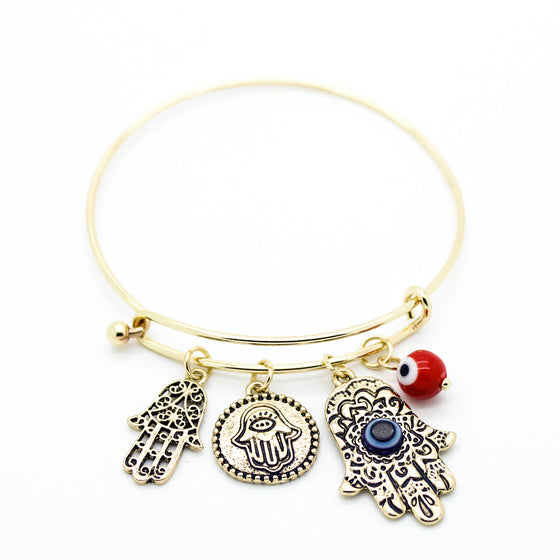 Hand hamsa bangle bracelet