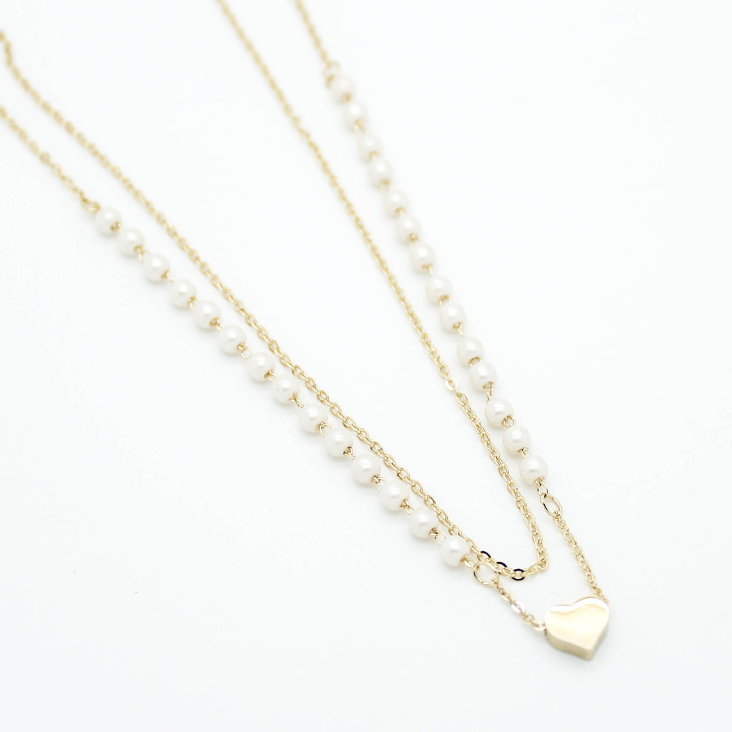 Heart pearl chain necklace