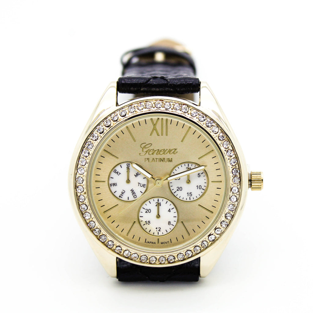 Quilted strap watch (2 colors)