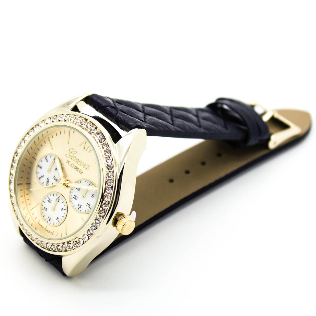 Quilted strap watch (2 colors)