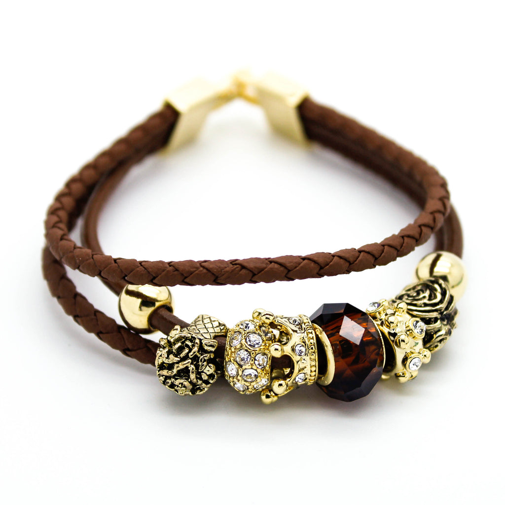 Glam charms leather bracelet
