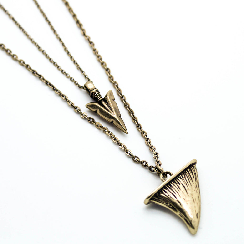 Shark tooth & spear layer necklace
