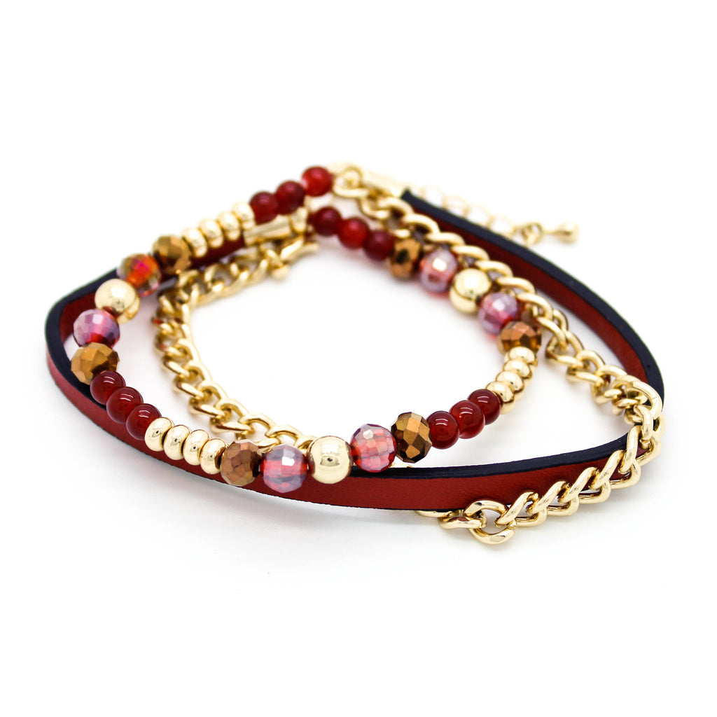 Chain leather bracelet