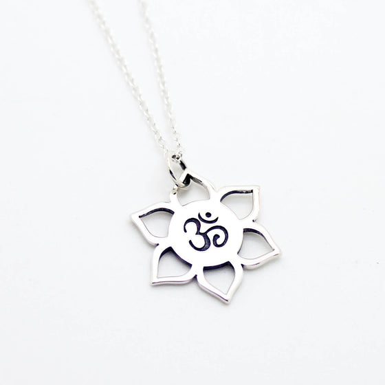 Om Lotus sterling silver necklace